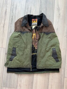 Vintage Kakadu Traders Australia Waxed Vest Oilskin tactical XL extra large